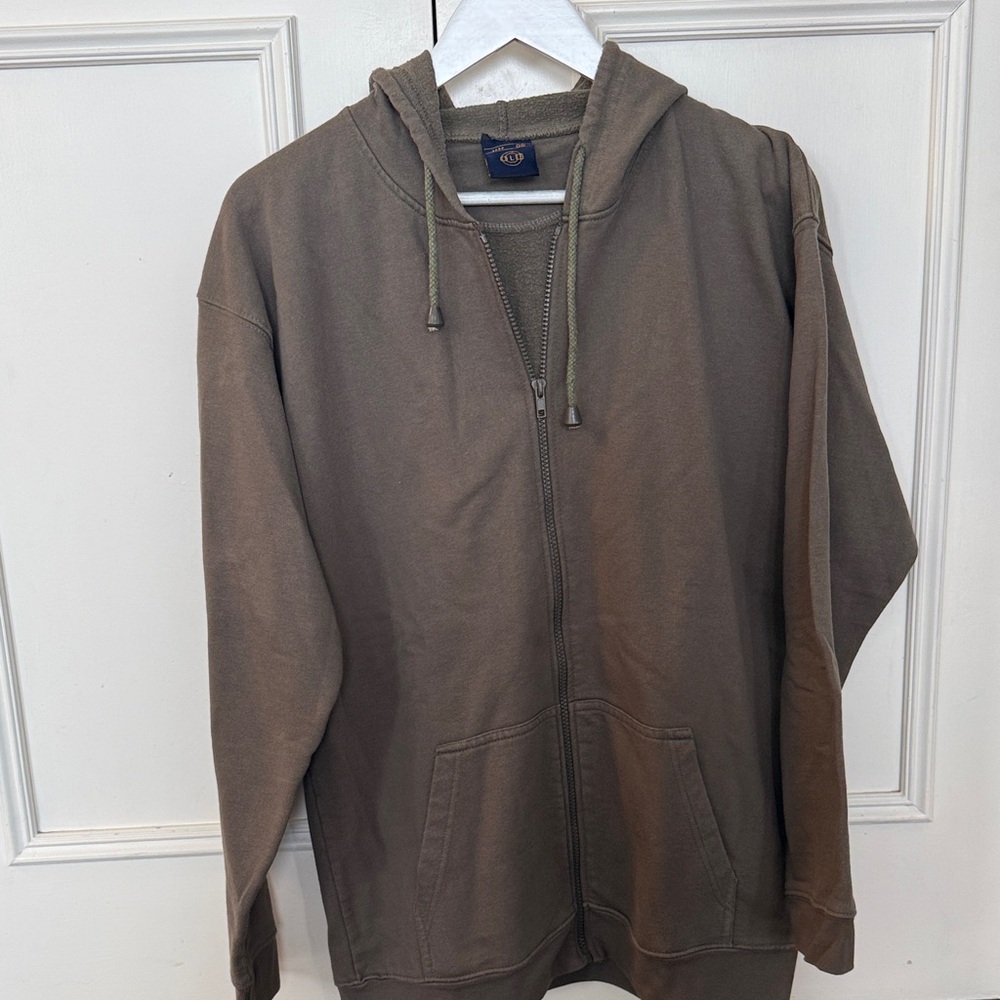 Men's/Unisex Olive Zip-Up Hoodie
